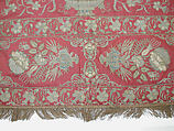 Hanging or Prayer Rug, Taffeta, metal wrapped thread; embroidered