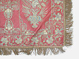 Hanging or Prayer Rug, Taffeta, metal wrapped thread; embroidered