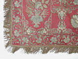 Hanging or Prayer Rug, Taffeta, metal wrapped thread; embroidered
