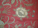 Hanging or Prayer Rug, Taffeta, metal wrapped thread; embroidered