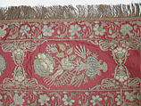 Hanging or Prayer Rug, Taffeta, metal wrapped thread; embroidered