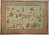 Kalamkari Rumal, Cotton; plain weave, mordant painted and dyed, resist dyed