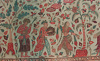 Kalamkari Rumal, Cotton; plain weave, mordant painted and dyed, resist dyed