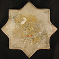 Star-Shaped Tile, Stonepaste; underglaze painted