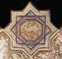Star-Shaped Tile, Stonepaste: inglaze painted in blue and turquoise and luster-painted on an opaque white glaze