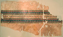 Textile Fragment, Linen and silk; plain weave, tapestry weave