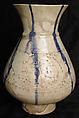 White Ewer with Blue Streaks, Stonepaste; molded, carved and pierced, painted under transparent glaze