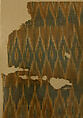 Textile Fragment, Cotton; plain weave, resist-dyed (ikat), embroidered