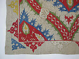 Cover, Linen, silk; plain weave, embroidered