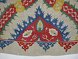 Cover, Linen, silk; plain weave, embroidered