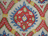 Cover, Linen, silk; plain weave, embroidered