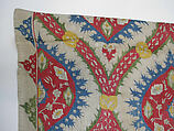Cover, Linen, silk; plain weave, embroidered