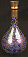 Bottle, Stonepaste; luster-painted on opaque blue glaze; silver