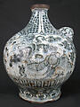Bottle, Stonepaste; painted under transparent  glaze