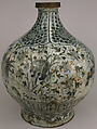 Bottle, Stonepaste; painted under transparent  glaze