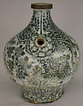 Bottle, Stonepaste; painted under transparent  glaze