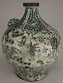 Bottle, Stonepaste; painted under transparent  glaze