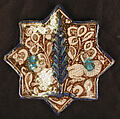 Star-Shaped Tile, Stonepaste; stain- and luster-painted