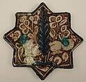 Star-Shaped Tile, Stonepaste; stain- and luster-painted