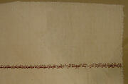 Textile Fragment, Linen; plain weave, embroidered in silk