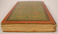 Miscellany of Prayers and Suras from a Qu'ran, Abu Talib al-Isfahani (Iranian), Miscellany: ink and opaque watercolor on embossed colored paper 
Binding: pasteboard, opaque watercolor, and gold under lacquer
