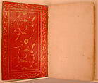 Miscellany of Prayers and Suras from a Qu'ran, Abu Talib al-Isfahani (Iranian), Miscellany: ink and opaque watercolor on embossed colored paper 
Binding: pasteboard, opaque watercolor, and gold under lacquer