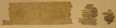 Textile Printed in Gold, Linen, cotton, rabbit fur; plain weave, printed