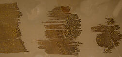 Textile Printed in Gold, Linen, cotton, rabbit fur; plain weave, printed