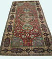 Carpet, Silk (warp and weft), wool (pile), metal wrapped thread; asymmetrical knotted pile, brocaded