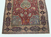 Carpet, Silk (warp and weft), wool (pile), metal wrapped thread; asymmetrical knotted pile, brocaded