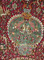 Carpet, Silk (warp and weft), wool (pile), metal wrapped thread; asymmetrical knotted pile, brocaded