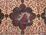 Carpet, Silk (warp and weft), wool (pile), metal wrapped thread; asymmetrical knotted pile, brocaded