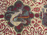 Carpet, Silk (warp and weft), wool (pile), metal wrapped thread; asymmetrical knotted pile, brocaded