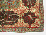 Carpet, Silk (warp and weft), wool (pile), metal wrapped thread; asymmetrical knotted pile, brocaded