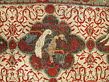 Carpet, Silk (warp and weft), wool (pile), metal wrapped thread; asymmetrical knotted pile, brocaded