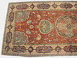 Carpet, Silk (warp and weft), wool (pile), metal wrapped thread; asymmetrical knotted pile, brocaded