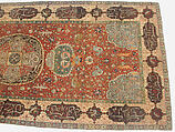 Carpet, Silk (warp and weft), wool (pile), metal wrapped thread; asymmetrical knotted pile, brocaded