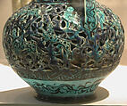 Pierced Jug with Harpies and Sphinxes, Stonepaste; openwork, underglaze-painted, glazed in transparent turquoise