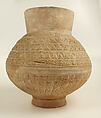 Ewer, Earthenware; molded decoration, unglazed