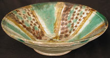 Bowl, Earthenware; white slip with polychrome painted decoration under transparent glaze