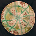 Bowl, Earthenware; white-slip covered with polychrome slip decoration under transparent glaze