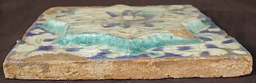 Square Tile, Stonepaste; polychrome painted under transparent glaze
