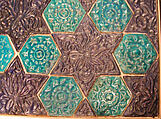 Star- and Hexagonal-Tile Panel, Stonepaste; polychrome tiles glazed in turquoise and blue and molded under transparent glaze
