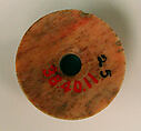 Button or Bead, Bone; tinted, incised, and inlaid with paint