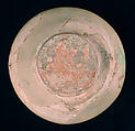 Bowl, Earthenware; white slip with black slip decoration under transparent glaze