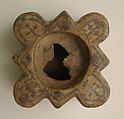 Inkwell with Crosses, Earthenware; polychrome decoration under transparent glaze (buff ware)