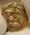 Earring, One of a Pair, Gold, filigree, decorated with granulation, and originally set with stones