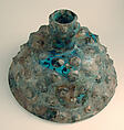 Embossed Candlestick, Stonepaste; applied decoration, monochrome painted under turquoise glaze