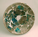 Embossed Candlestick, Stonepaste; applied decoration, monochrome painted under turquoise glaze