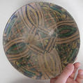 Bowl, Earthenware; underglaze painted in polychrome pigments under transparent glaze (buff ware)